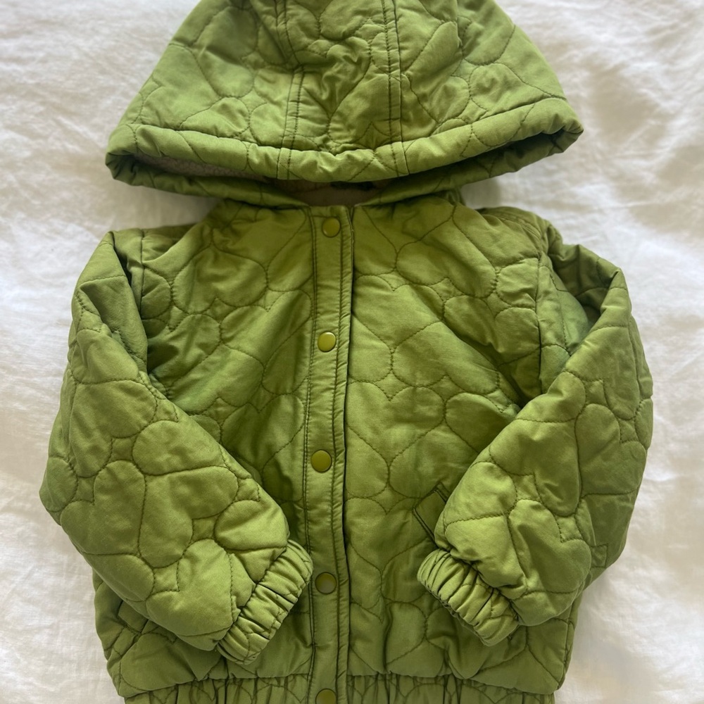 Girls Green Heart Quilted Jacket 4T NWT